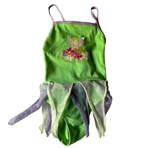Disney Tinkerbell Vintage Girls Size 3T Green One Piece Swimsuit Ruffle Y2K